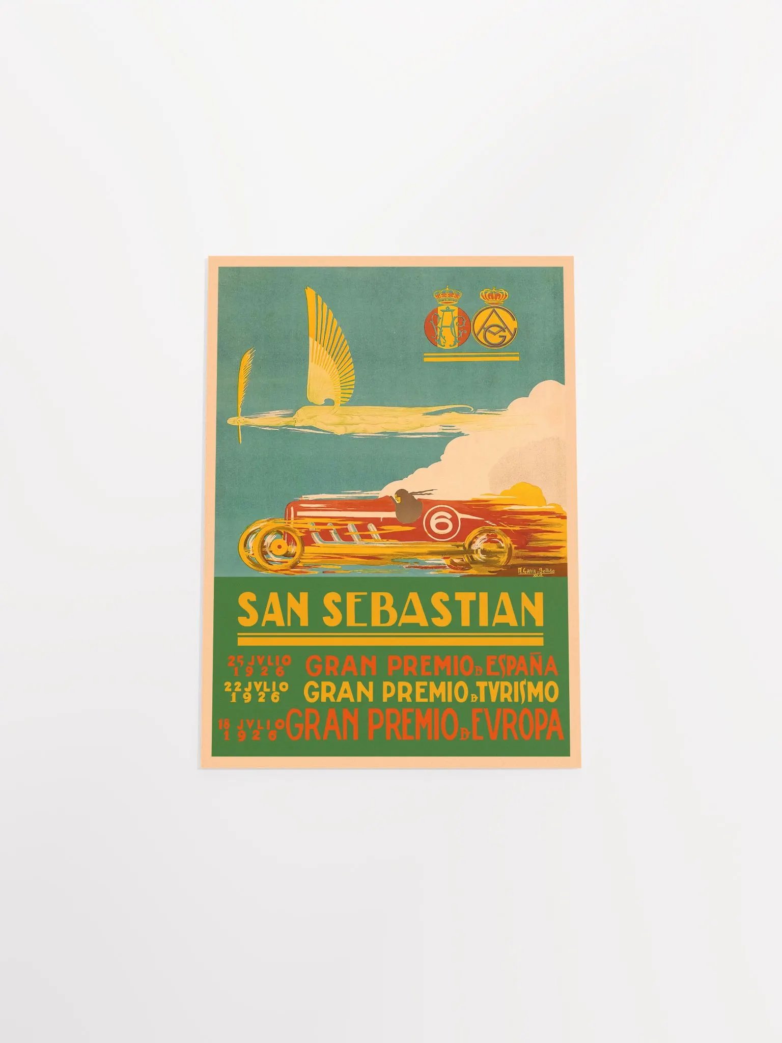 San Sebastian Vintage F1 Grand Prix, 1926 poster — Vintage Formula 1 poster, Monaco Grand Prix poster, retro travel poster, retro travel art product image (9)
