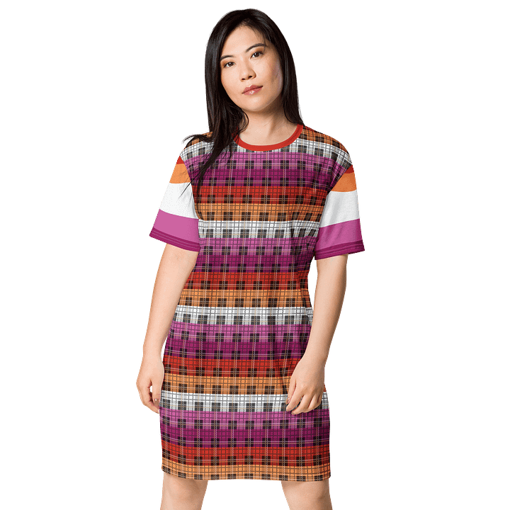 Lesbian Pride Plaid T-shirt Dress product image (1)