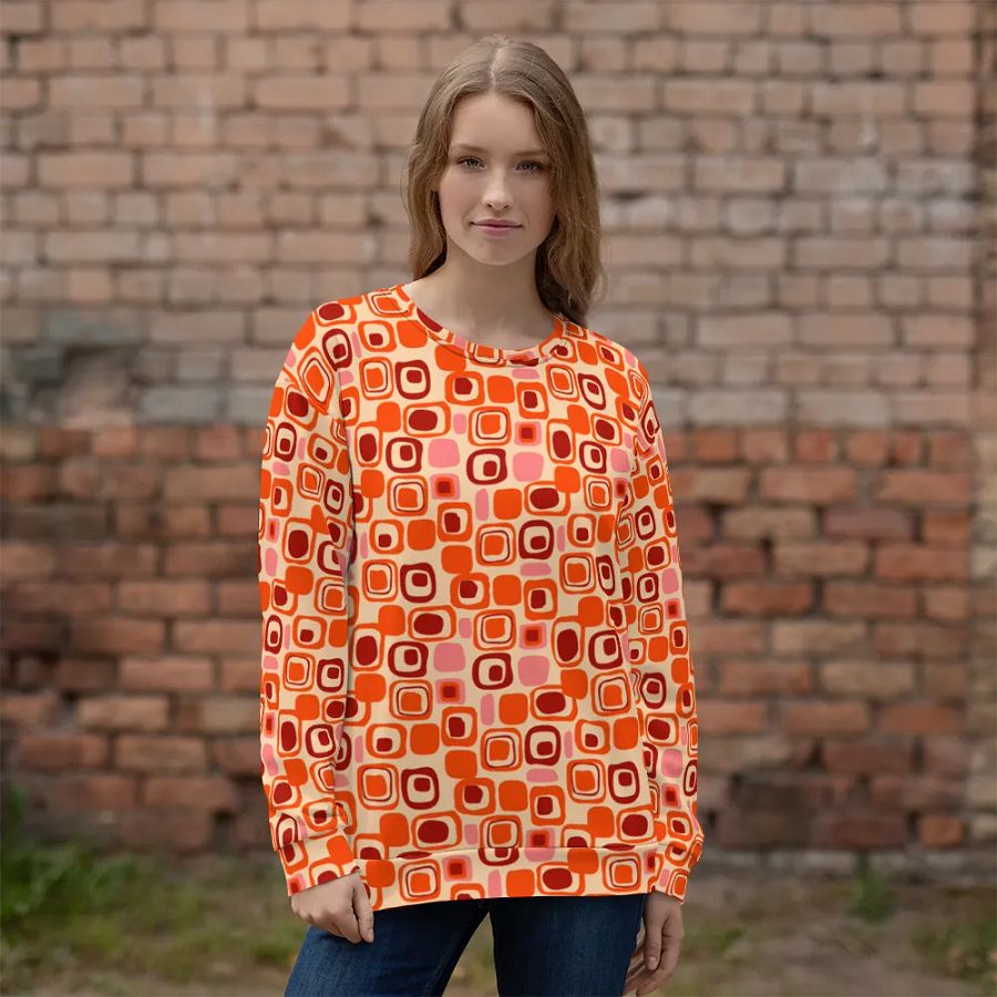 Mid-Century Pattern Orange Sweatshirt product image (10)