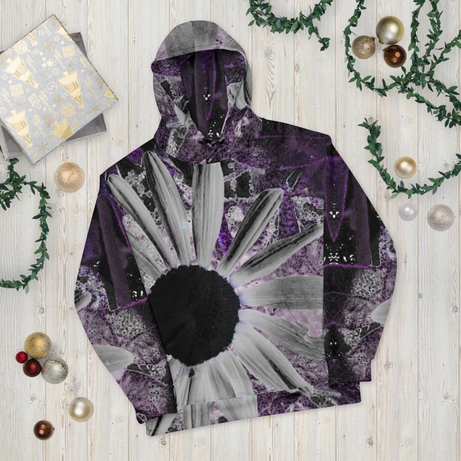 Abstract Dark Daisy Flower Unisex Pull Over Hoodie product image (12)