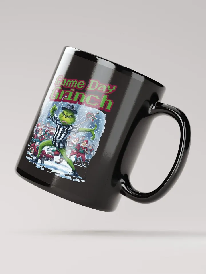 Game Day Grinch Christmas Football Glossy Black Mug product image (4)