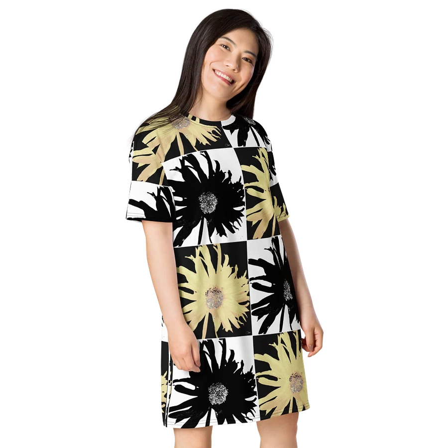 Abstract Black and Yellow Daises Ladies T Shirt Dress product image (12)
