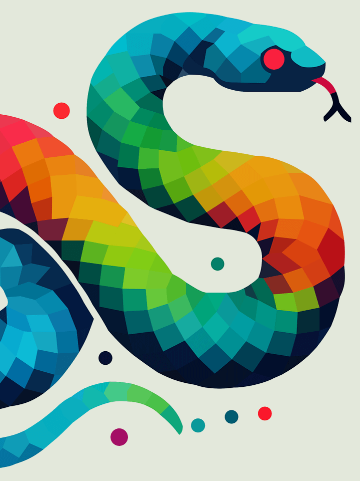 Free Geometric Rainbow Snake PNG Art - Transparent Background, Low Poly Reptile Illustration product image (1)