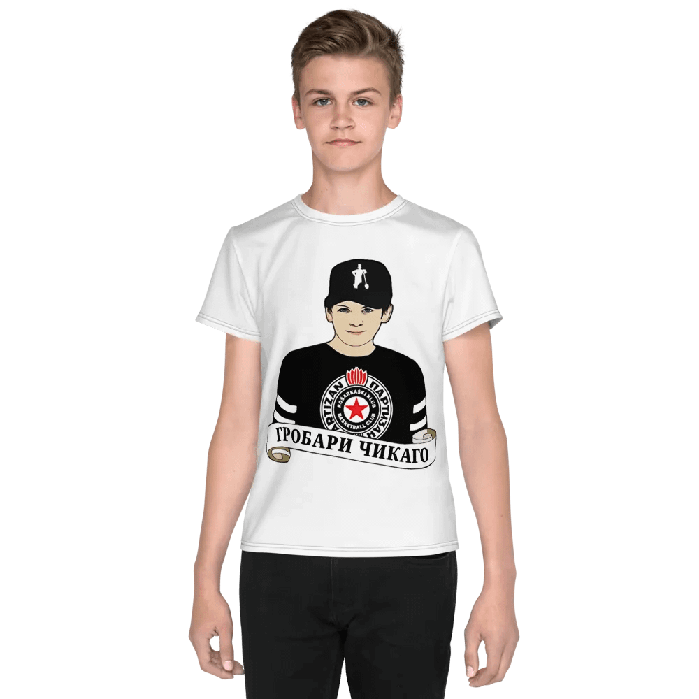 Grobari Čikago KK Partizan All-Over Print Youth Crew Neck T-Shirt product image (1)