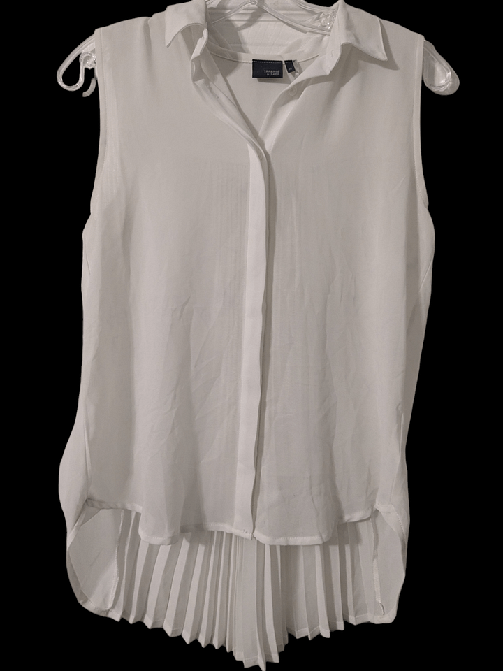 XS Pleated White Collar Top product image (1)