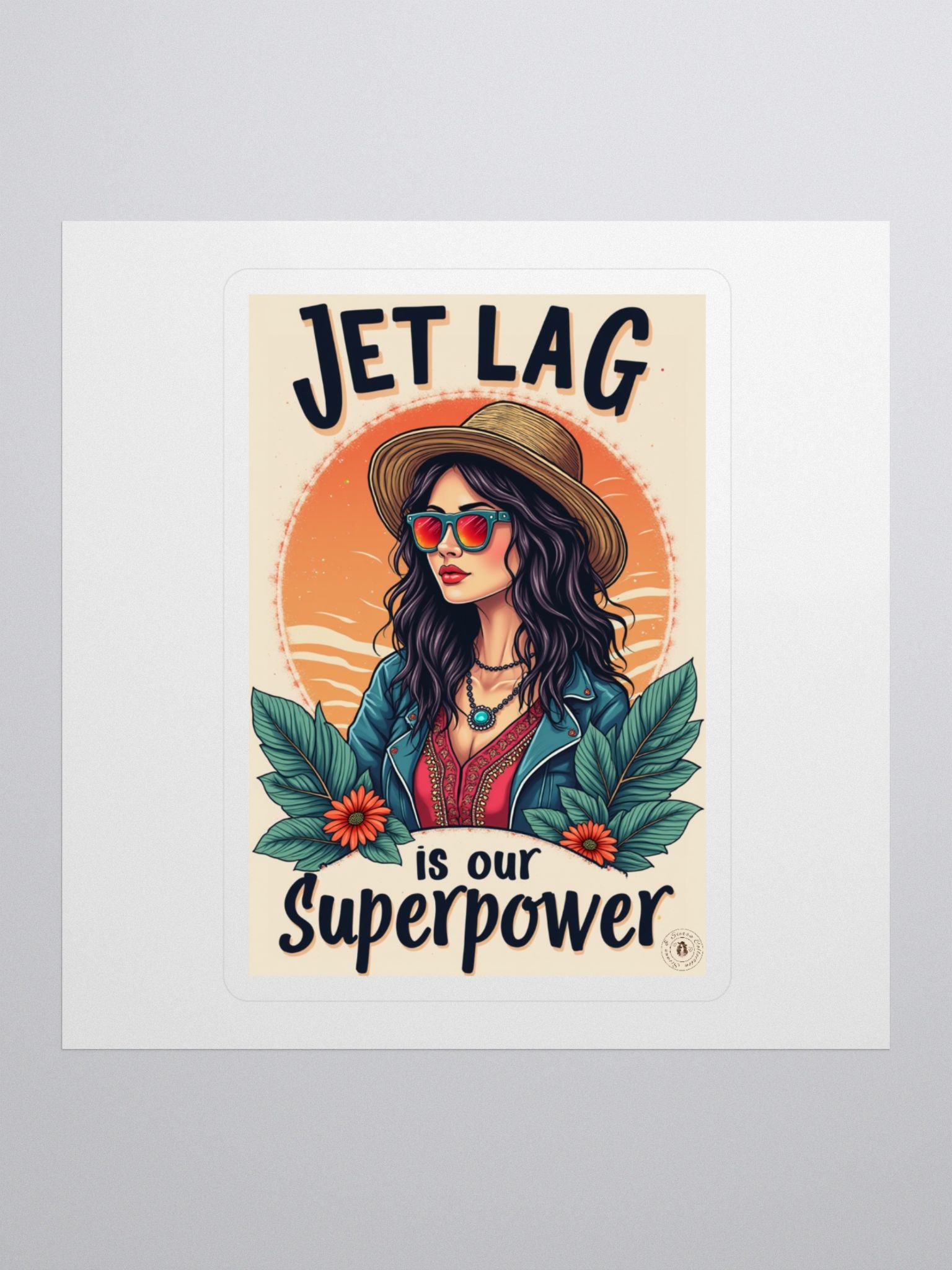 Jet Lag Superpower Sticker – Retro Travel Vibe product image (1)