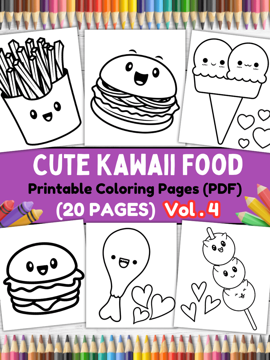 20 Cute Kawaii Food Coloring Pages#4 (PDF Coloring Pages) product image (1)