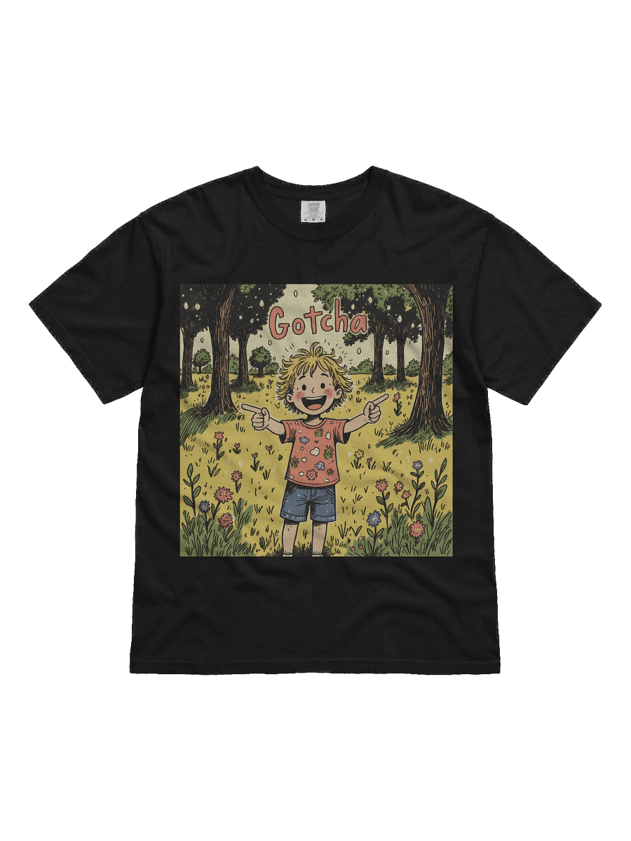 Gotcha! Playful Child – Whimsical Forest Heavyweight T-Shirt product image (5)