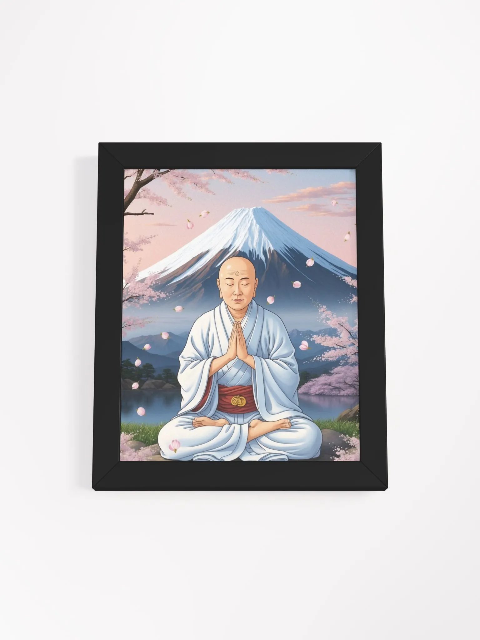 Nichiren Chanting Nam Myoho Renge Kyo at Mount Fuji - Framed Matte Poster product image (1)
