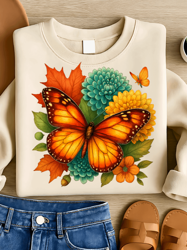 Autumn Butterfly Sublimation PNG – Vibrant Fall Butterfly Clipart for T-Shirts – Warm & Colorful Seasonal Design – 300 DPI Instant Digital Download product image (1)