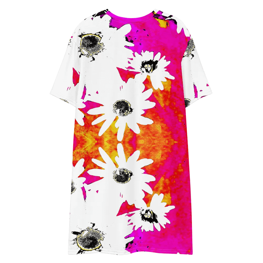 Abstract Vibrant Colourful Daises Ladies T Shirt Dress product image (7)