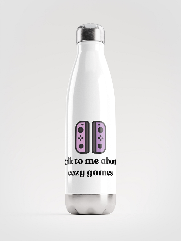 Talk to me about cosy games water bottle, white product image (1)