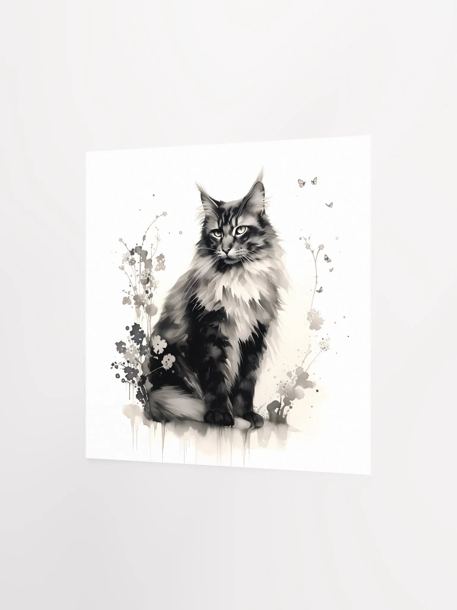 Maine Coon Floral Elegant Wall Print product image (2)