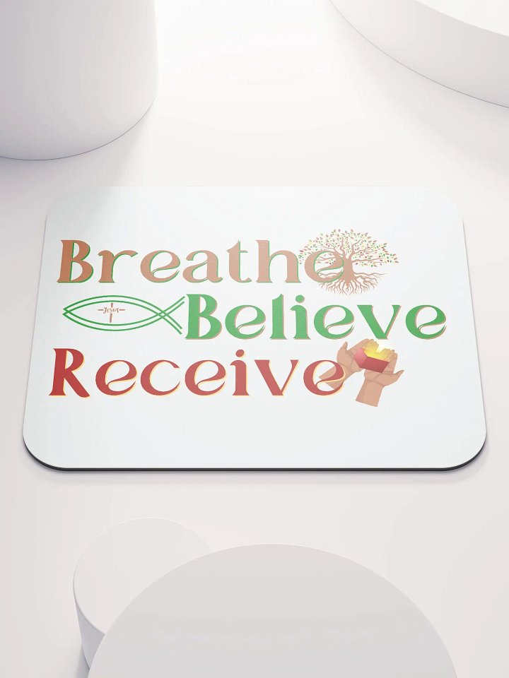 Breathe Believe Receive Classic Mouse Pad, Inspirational Motivational, Self-Affirmation, Positive Vibes, Gift Idea product image (1)