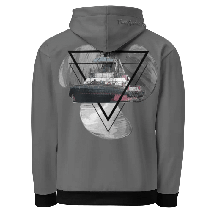 Gray Three blade prop triangle Athena tug Hoodie product image (1)