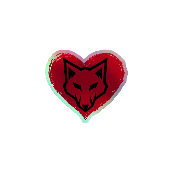 Geometric Wolf Heart Holographic Sticker product image (1)