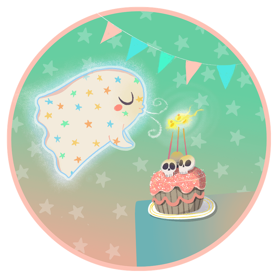 Pastel Little Ghost Birthday Cake - Greeting Card product image (2)