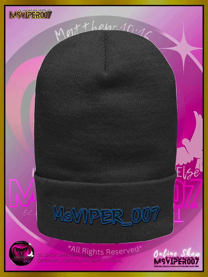 Cuffed Beanie [ Embroidered Design(s) ] - "MsViper_007™ Brand [blue/blk] - Support&Sport" Stylish Beanie by Anna H. product image (1)
