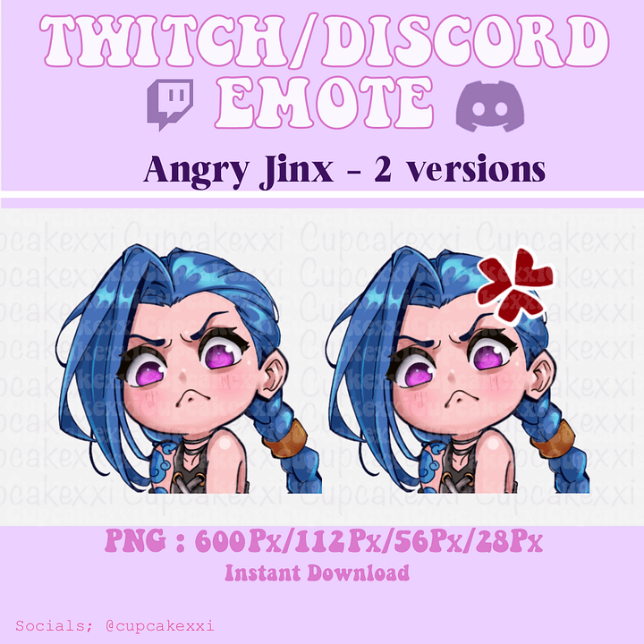 Jinx - LoL / Arcane - Twitch Emote (2 versions pack) product image (1)