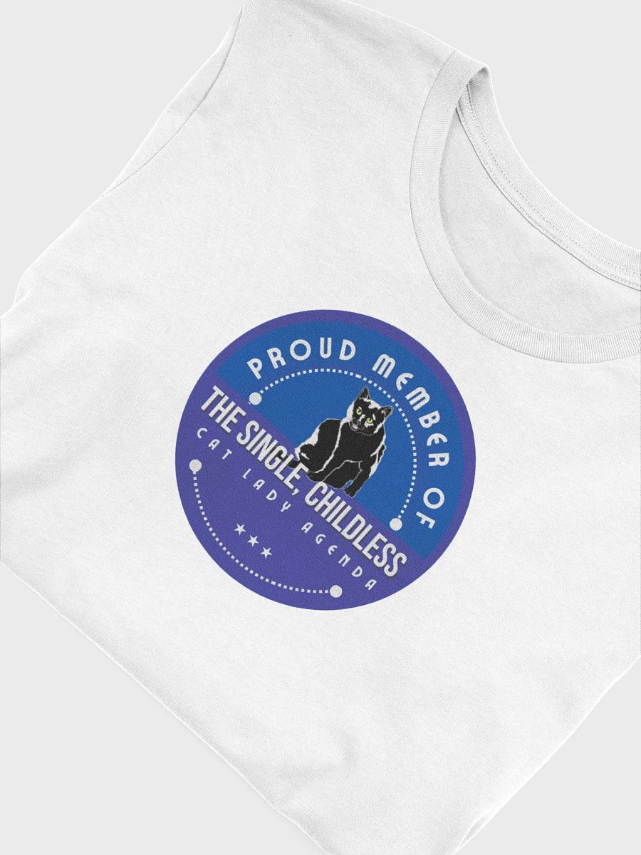 The Single, Childless, Cat Lady Agenda blue logo: T-Shirt product image (2)