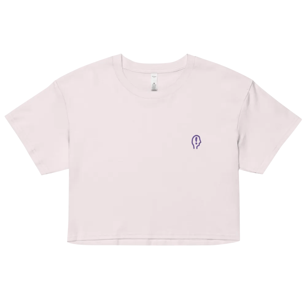 EXCLAIMING MENTALLY (L.C., purple) embroidered cotton crop top product image (3)