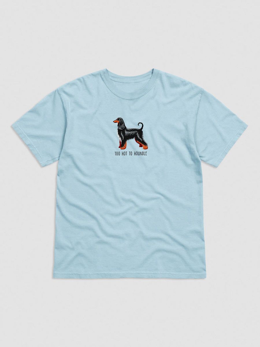 Too Hot To Houndle T-Shirt(Embroidered) of an Afghan Hound(Black & Tan) product image (33)