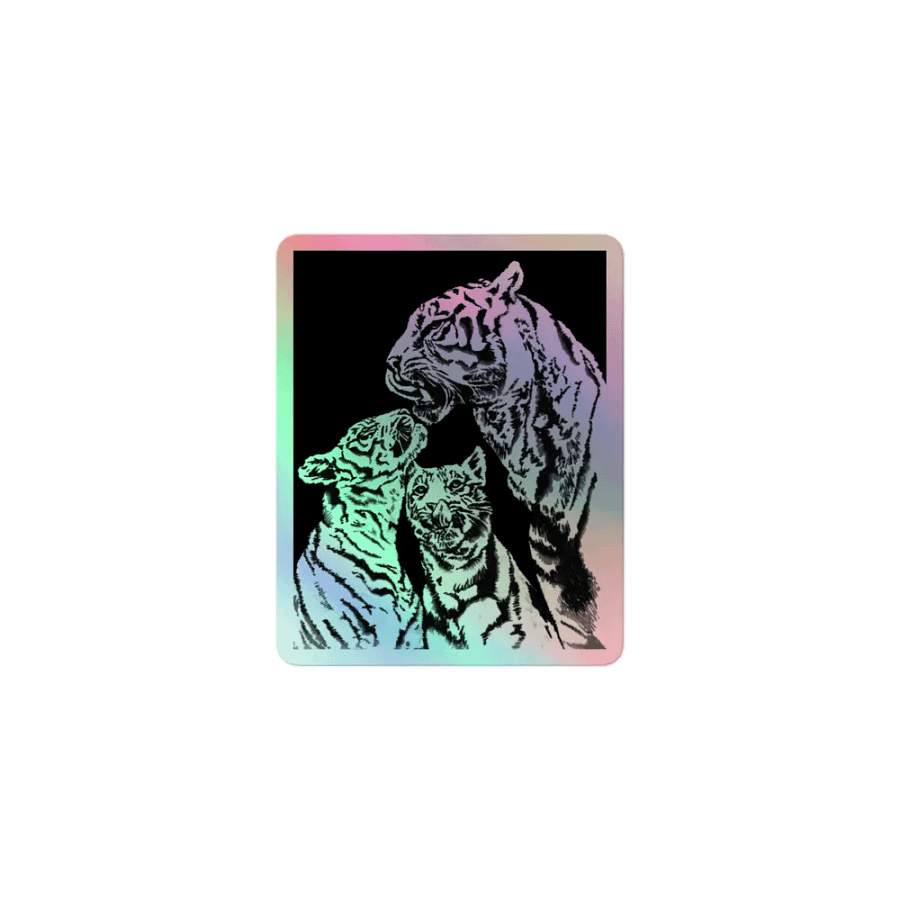 Tiger family holographic sticker product image (1)