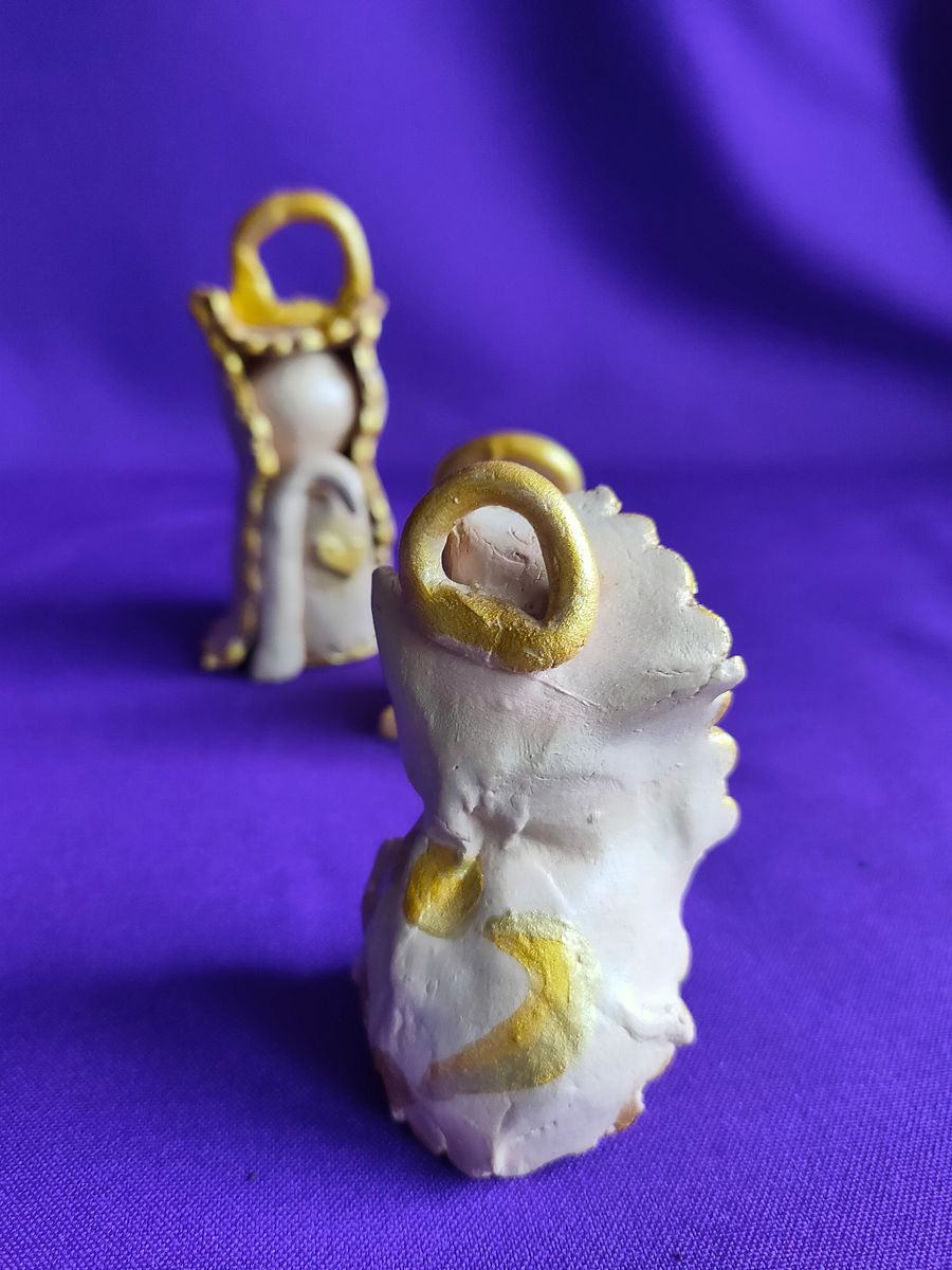 Conjunto presépio dourado de 3 peças, feita à mão, Sagrada Família elegante, decoração de Natal product image (12)