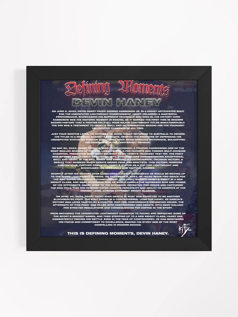 Defining Moments | Devin Haney Framed Poster II