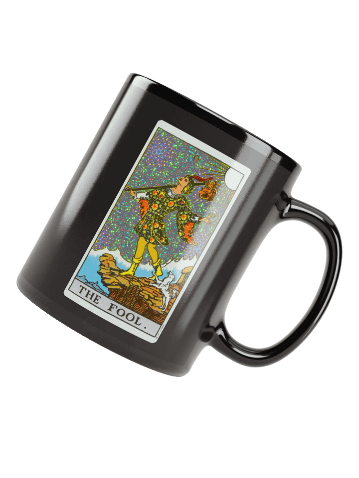 The Fool holo card Black Glossy Mug product image (2)