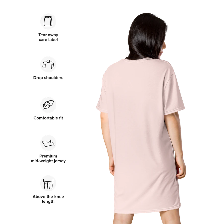 Retro Woman Drinking Wine T-Shirt Dress, Misty Rose product image (12)