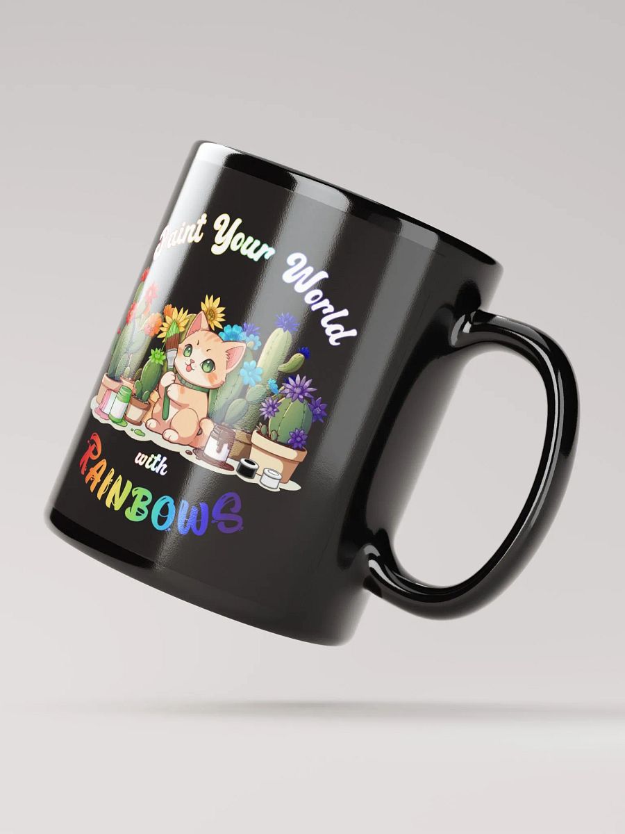 Rainbow Kitten Artist Black Glossy Mug product image (3)