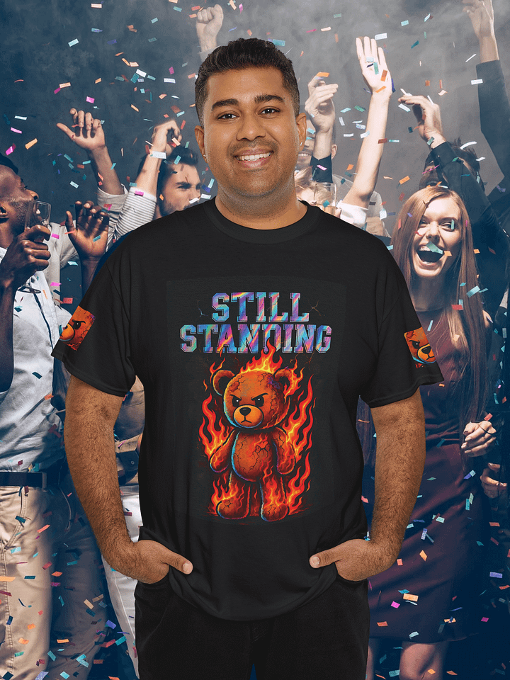 Still Standing Fire Bear PNG – Angry Teddy Clipart for Shirts & Journals – Burnt Flame Teddy Design product image (1)