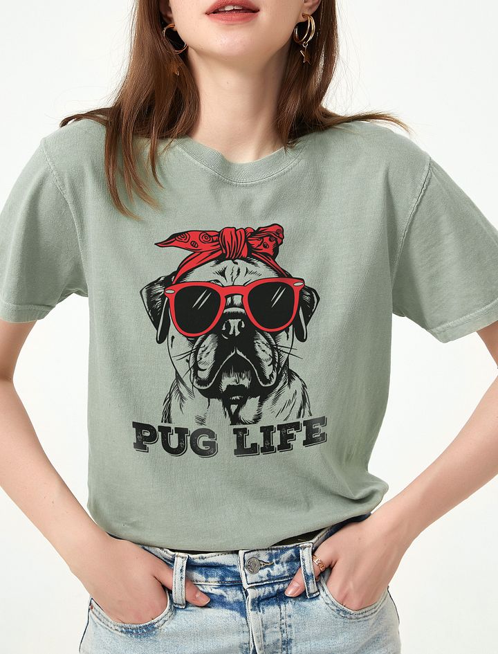 Pug Life T-Shirt | Funny Pug Wearing a Bandana and Sunglasses T-Shirt for Pug Owners product image (1)