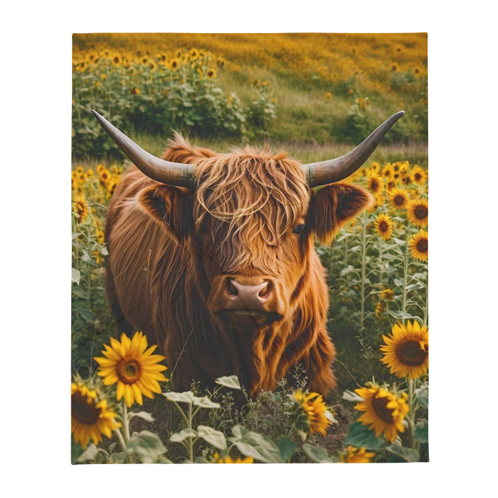Highland Cow Blanket : Highland Cow With Sunflowers product image (1)