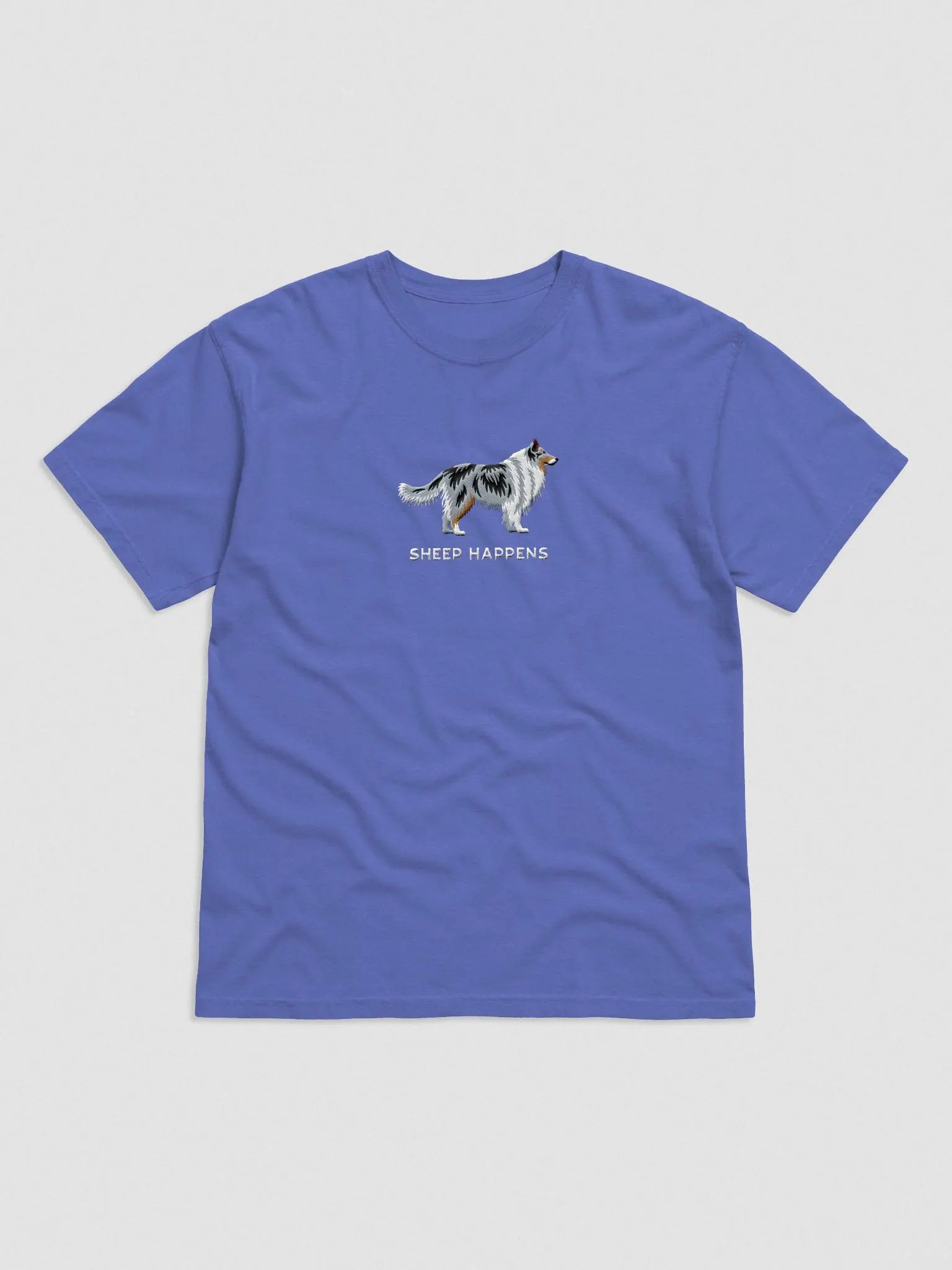 Sheep Happens T-Shirt(Embroidered) of a Shetland Sheepdog(Blue Merle) product image (4)