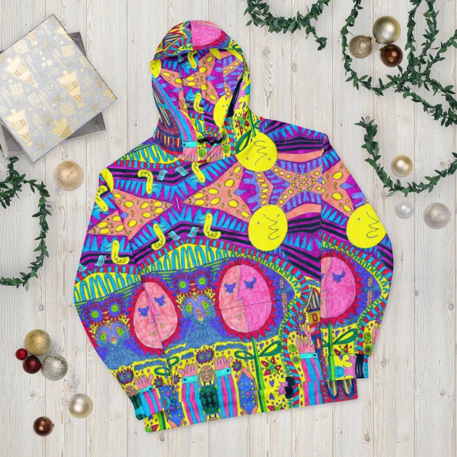 Abstract Surreal Doodle Landscape Unisex Pull Over Hoodie product image (12)