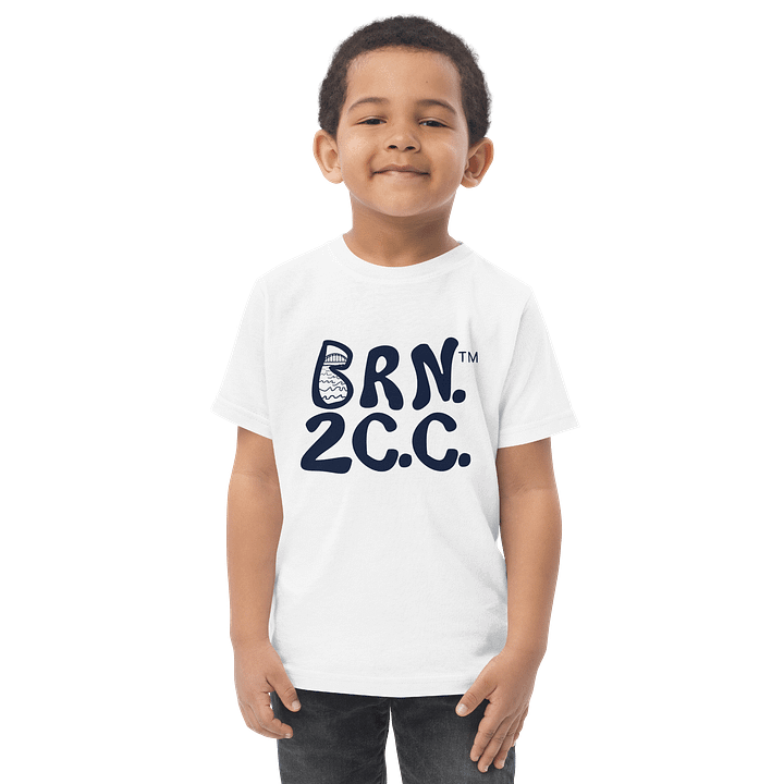 BRN.2C.C.™/BOURNE to Cape Cod™ | DTG Vintage Print | Toddler T-Shirt | Coastal Jersey Tee for Littles | Navy Logos product image (2)