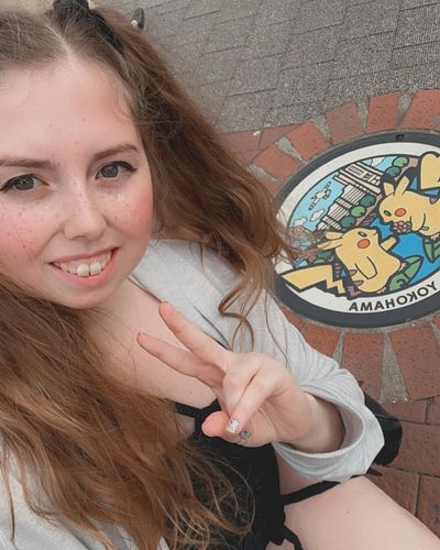 This is the Pokémon manhole cover we found in Yokohama! 🥰💜