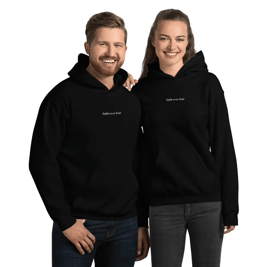 Minimalistic Unisex Faith Over Fear Embroided Hoodie (White Embroided) product image (10)
