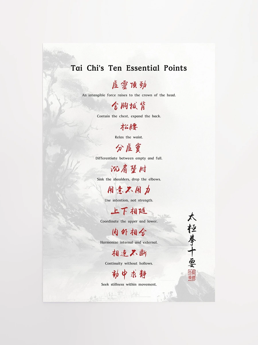 Tai Chi's Ten Essential Points - Chinese Calligraphy Poster product image (11)