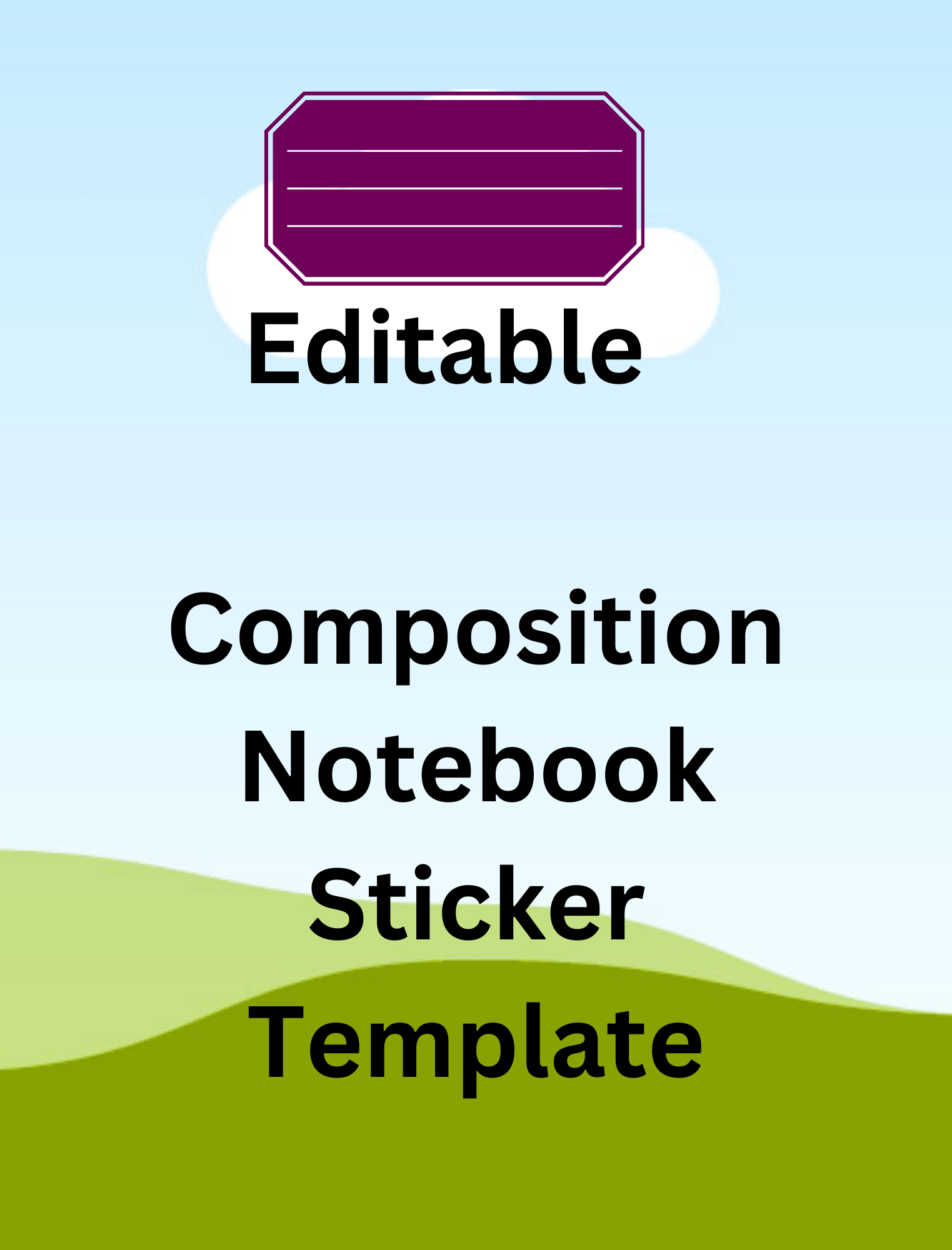 Editable Template - Composition Notebook Cover product image (2)