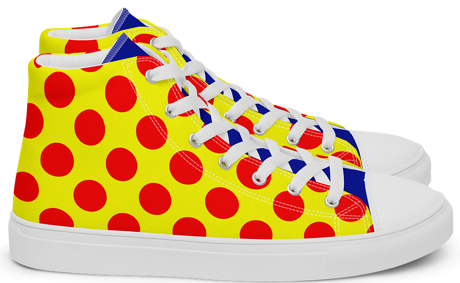 Red Polka Dots on Yellow Women's High Top Canvas Shoes product image (4)