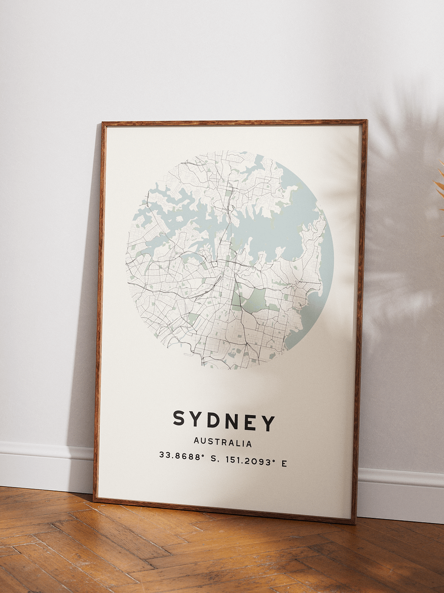 Sydney Street Map Poster – Beige Minimalist Circular City Art product image (3)