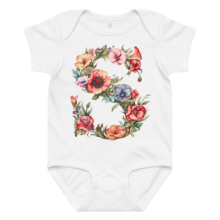 Floral Letter S Baby Bodysuit product image (1)