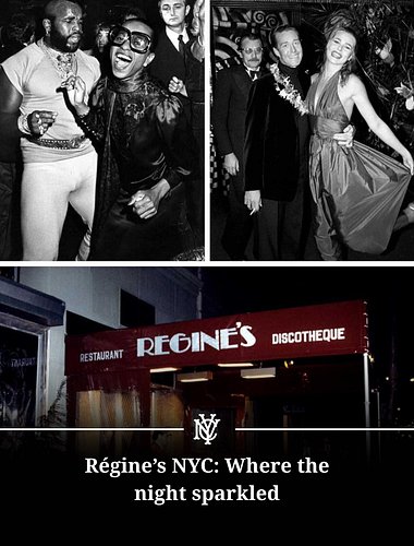 ✨ Régine’s NYC: Where the night sparkled.

From the late ‘70s into the ‘80s, Régine’s was the Manhattan playground for stars,...