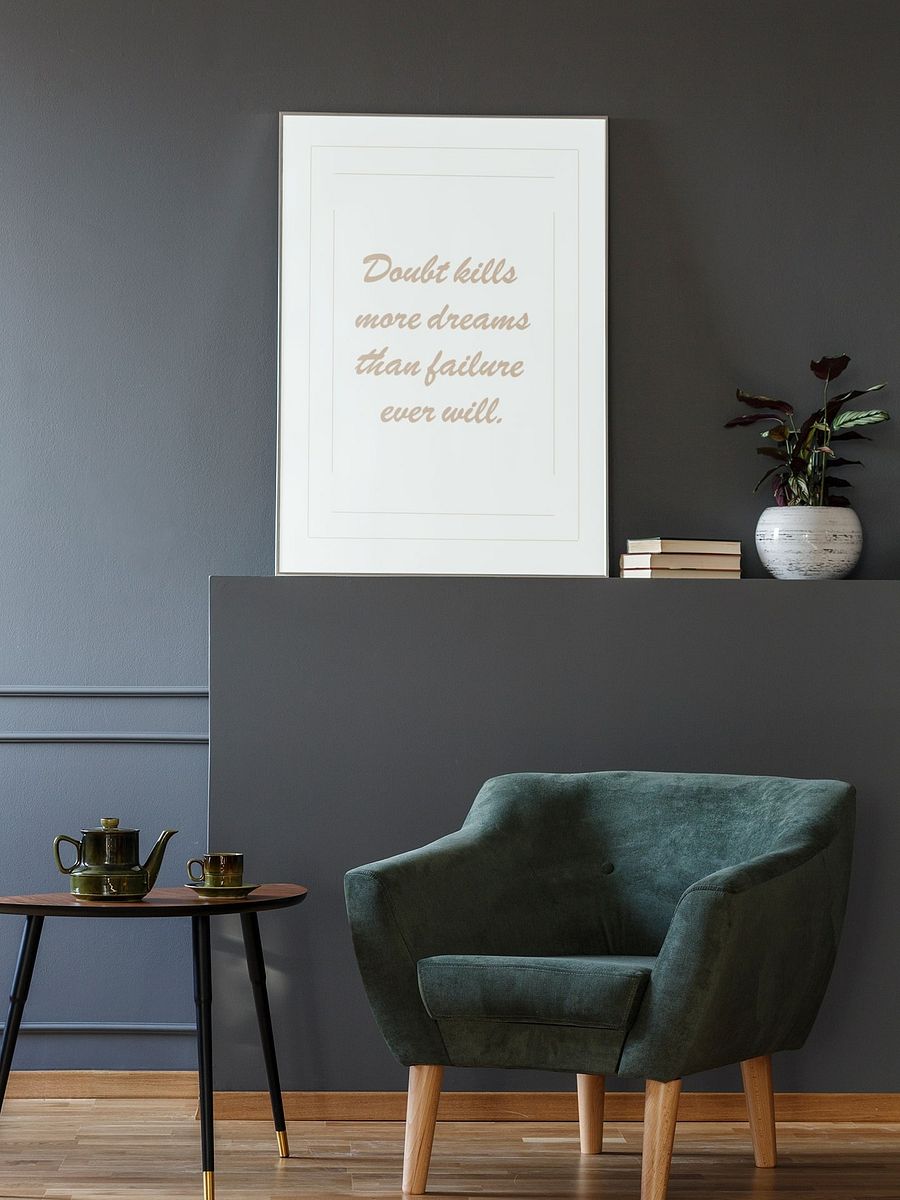 Doubt Kills More Dreams Than Failure Ever Will Quote Poster, Beige Wall Art, Inspirational Home Decor, Motivational Office Artwork Print product image (2)