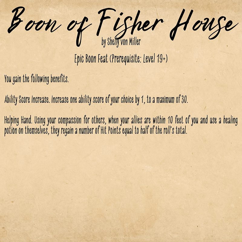Boon of Fisher House (Homebrewed Epic Boon Feat)