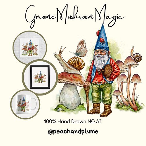 🌿✨ New Design Alert! ✨🌿

Meet Gnome Mushroom Magic! 🧙‍♂️🍄🐞 This charming hand-drawn scene features an adorable gnome with lad...