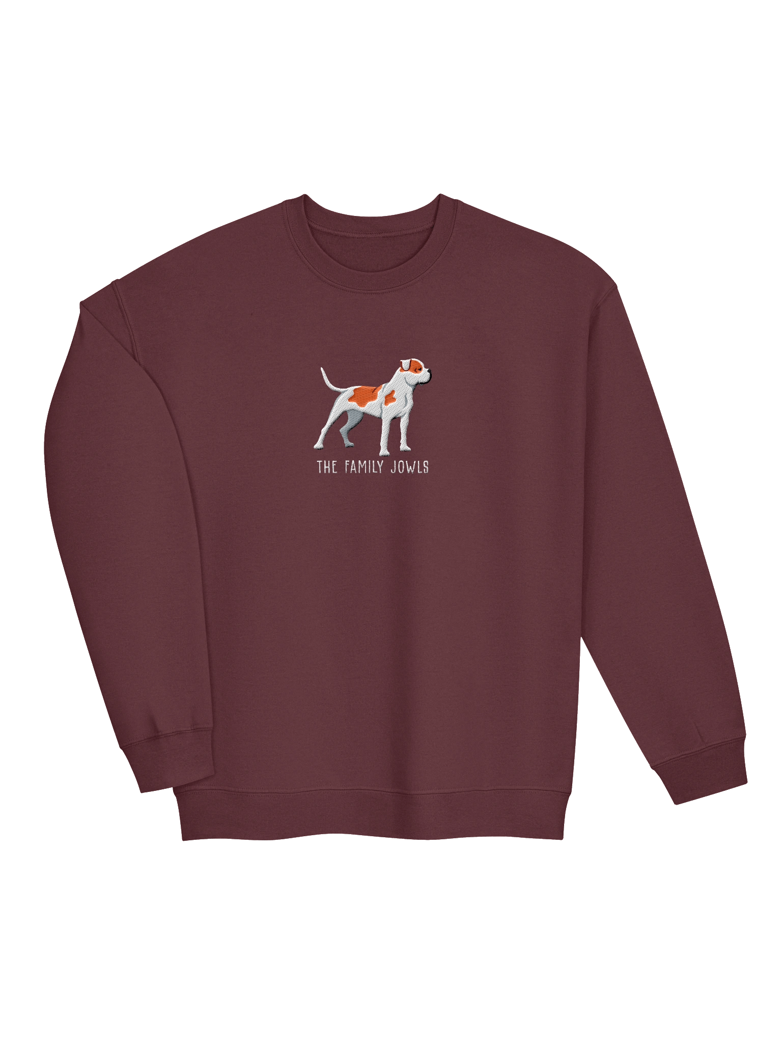The Family Jowls Sweatshirt (Embroidered) of an American Bulldog(Red & White) product image (7)